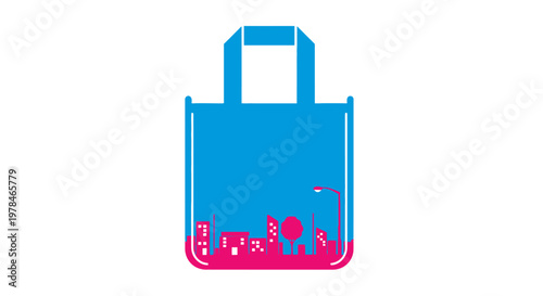 Colorful Blue and Pink Shopping Bag.