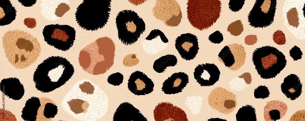 Fototapeta premium Leopard print seamless pattern in beige and black tones for fashion textiles and design