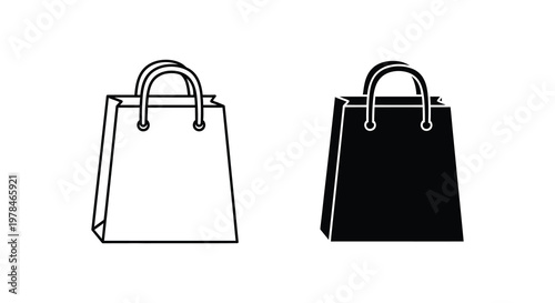 Two paper shopping bags one light and one dark in silhouette