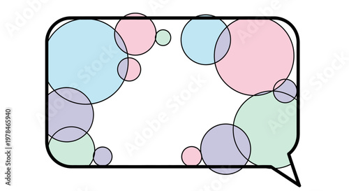 Colorful speech bubble with circles.
