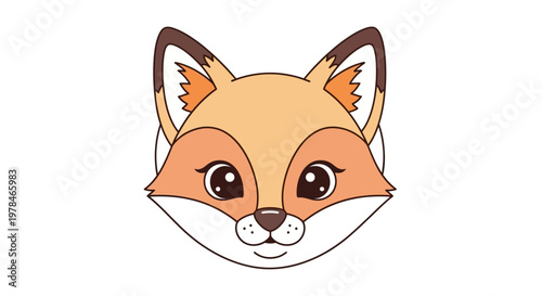 Cute cartoon fox face closeup.