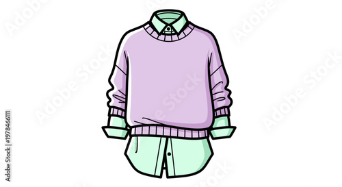 Fashionable purple sweater and shorts outfit.
