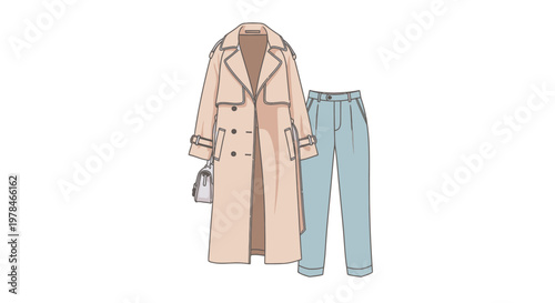 Fashionable clothing and accessories on display.