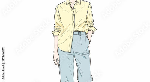 Man wearing yellow shirt and jeans.
