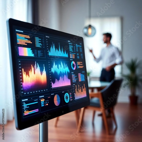 Hight technology Use at home and offices, mobile, laptop and screen in a futuristic way 