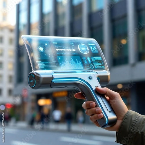 Hight technology Use at home and offices, mobile, laptop and screen in a futuristic way 