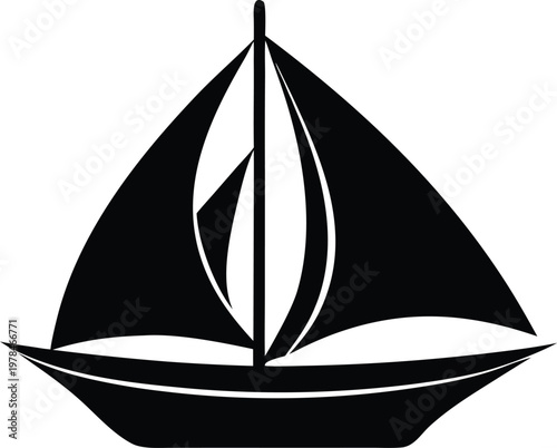 Sailboat simple black vector icon