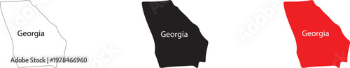 Vector graphic illustration of the state of Georgia in various colors and designs