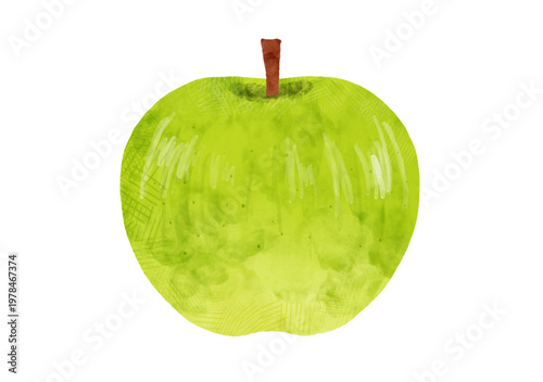 水彩風青りんご（グラニースミス）のイラスト / Watercolor green apple illustration