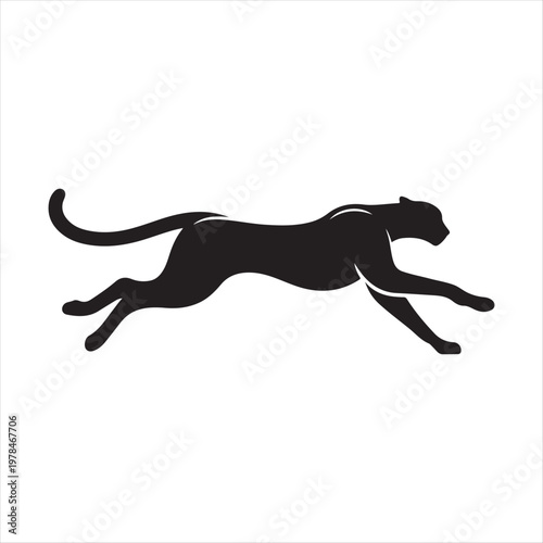 running cheetah vector silhouette line art logo design concept illustration idea