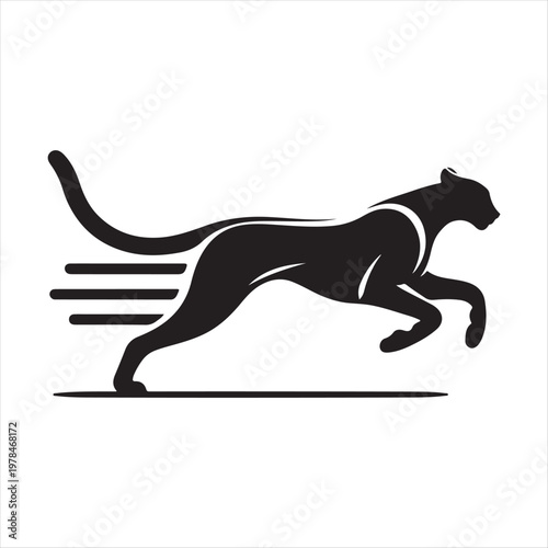 running cheetah vector silhouette line art logo design concept illustration idea