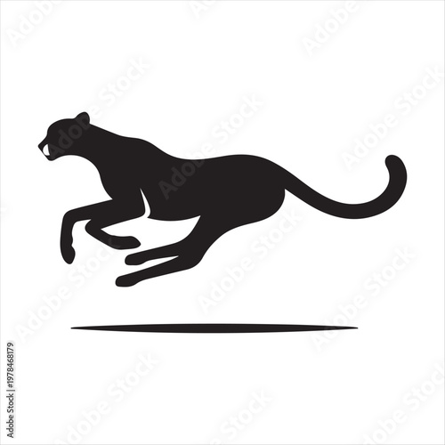 running cheetah vector silhouette line art logo design concept illustration idea