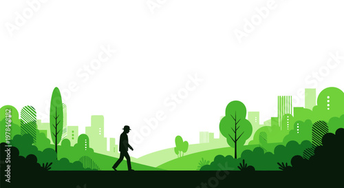 Silhouette of a walking person.