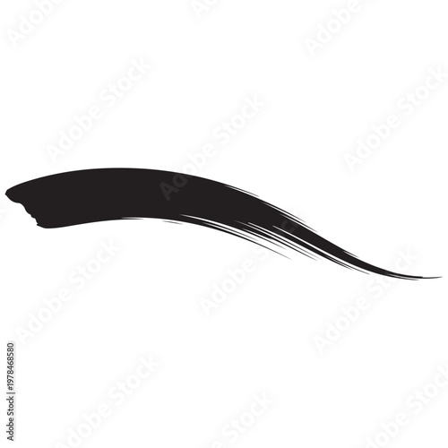 Dynamic Black Brushstroke with Artistic Flow on White Background