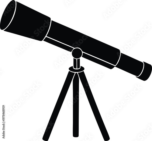 Telescope on tripod vector icon