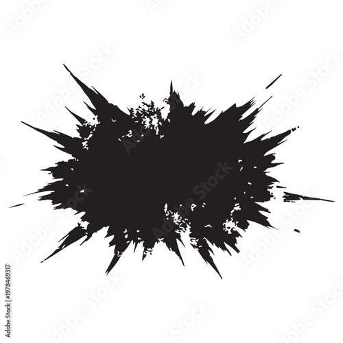 Dynamic Black Grunge Splash Element on White