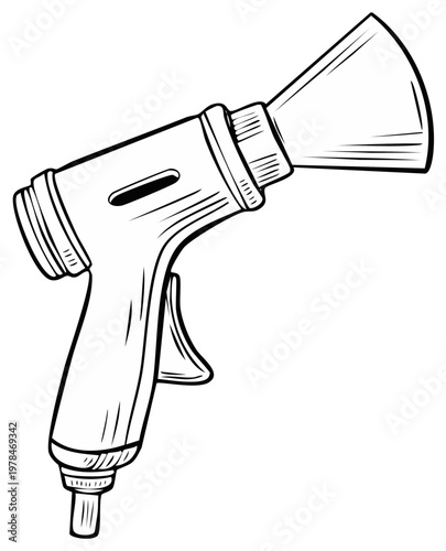 Garden Hose Spray Nozzle Hand Drawn Illustration