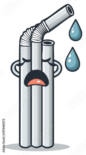 Sad, Crying Straw Character Sweating Over Thirst