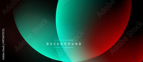 Abstract gradients overlap, creating vibrant circular forms. Dark background emphasizes colorful layers, modern design element.