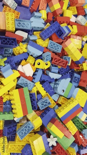 Colorful interlocking toy bricks
