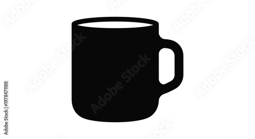 Simple black mug icon minimalist design isolated on white background silhouette