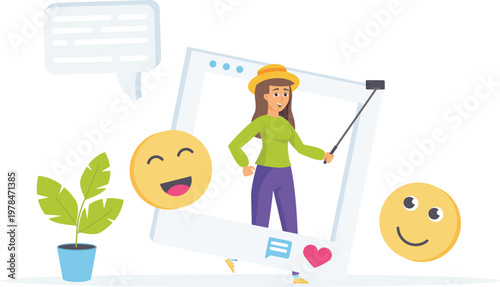 A child watering a plant while surrounded by cheerful sun characters