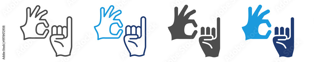 Fototapeta premium sign language icon set multiple style