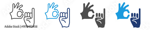 sign language  icon set multiple style