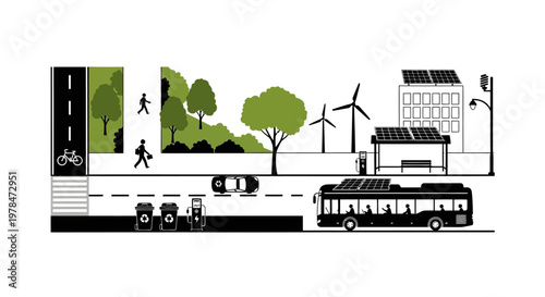 City Bus on Urban Roadway System.
