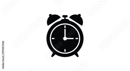 Simple black alarm clock icon minimalist design time keeping silhouette
