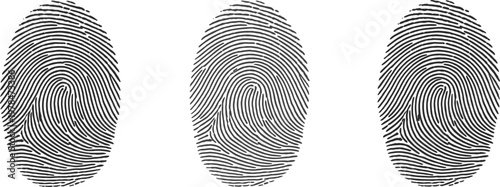 Fingerprint silhouette collection set, human thumb print icons for security and forensic isolated vector illustration