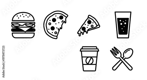 Food icons on white background.