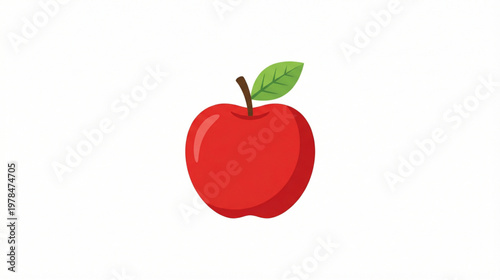 A single, vibrant red apple with a green leaf, symbolizing healthy eating and natural freshness
