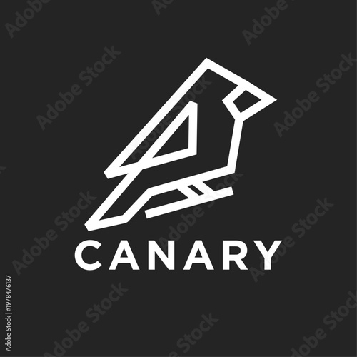 Geometric Line Art Canary Bird Logo Design
