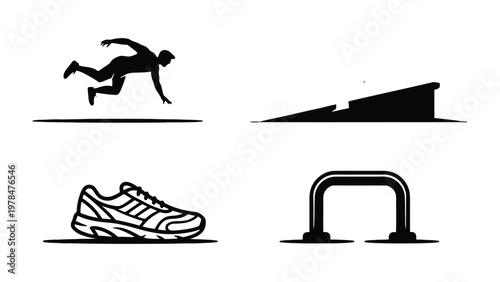 Parkour Silhouettes: An artistic collection featuring a dynamic silhouette of a parkour athlete in motion alongside elements of the sport. The image captures the essence of this urban discipline.