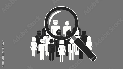 People Recruitment Process Showing with a Magnifying Glass Icon