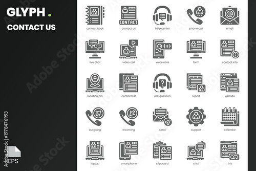 Contact Us Icon pack for your website, mobile, presentation, and logo design. Contact Us Icon solid design. Vector graphics illustration and editable stroke.