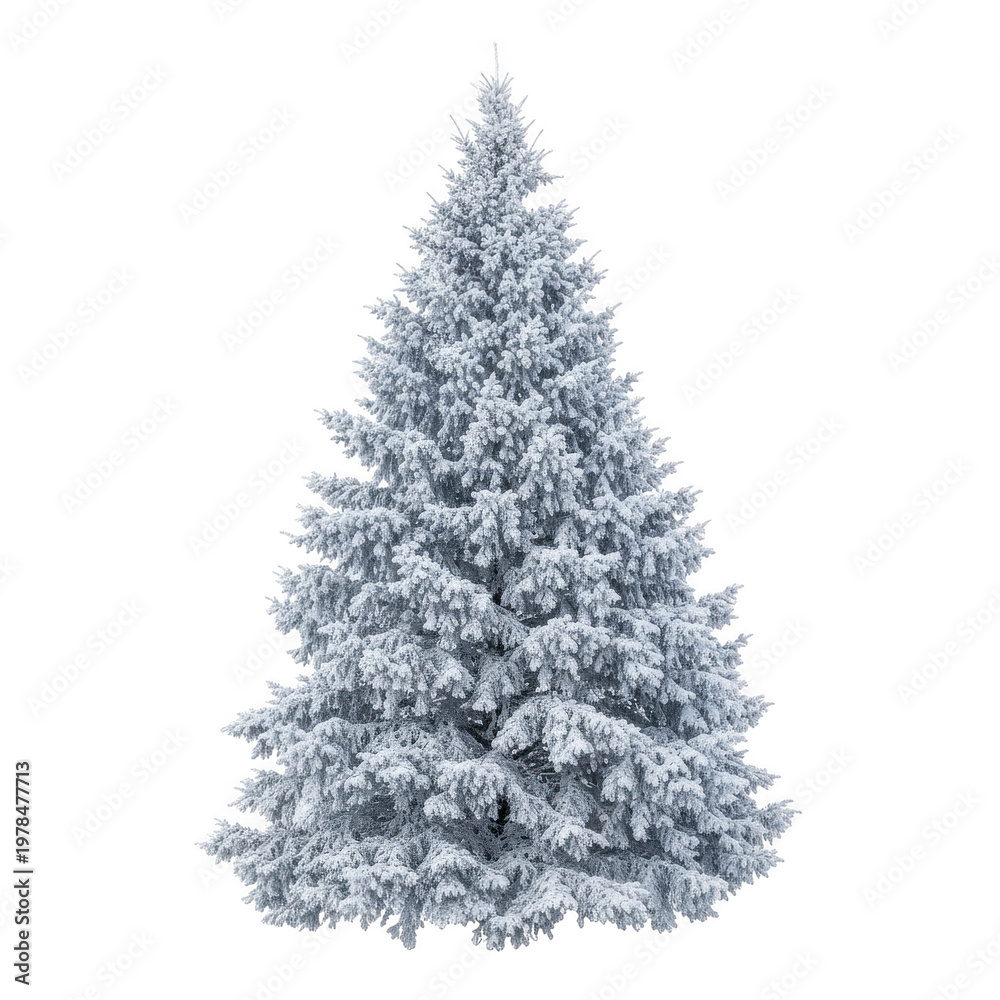 Obraz premium Snowy coniferous christmas tree isolated on a transparent background