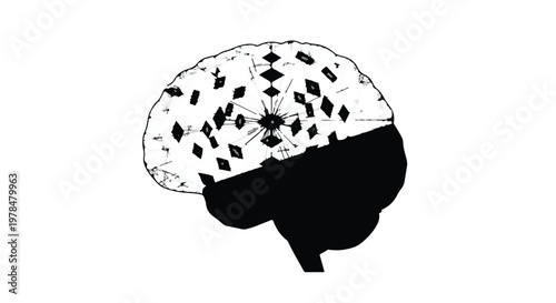 Split brain concept with chaotic and organized hemispheres