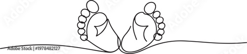 Continuous one line art drawing of little baby feet. one line Icon drawing