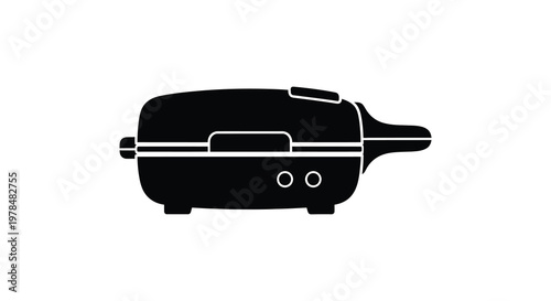 A black silhouette of a sandwich maker detailing its form and function silhouette