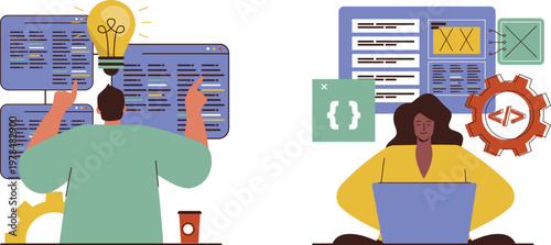 A person using a laptop with a keyboard and a computer monitor in a home office setting.