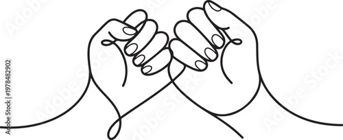 Pinky promise finger line art style vector illustration. one line Icon drawing