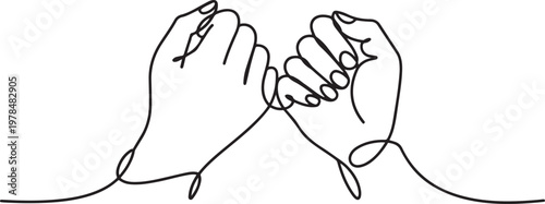 Pinky promise finger line art style vector illustration. one line Icon drawing