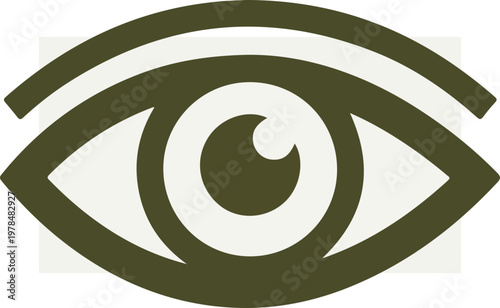 Green eye icon graphic symbol.