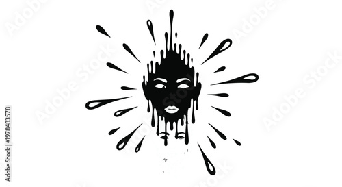 black face paint design with abstract splatters