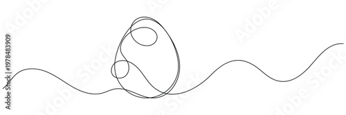 Easter egg one line drawing. Continuous one line drawing ester egg. Happy Easter, Vector illustration eps 10.