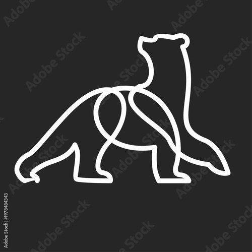 Minimalist Continuous Line Art Otter Illustration on Dark Background