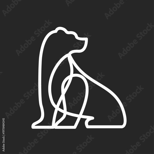 Minimalist Sitting Bear Line Art Illustration Logo