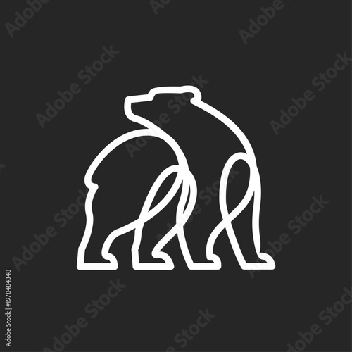 Modern Minimalist Continuous Line Art Bear Illustration